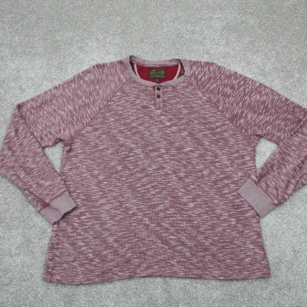 Lucky‎ Brand Henley Shirt Mens XL Red Heather 100% Cotton Long Sleeve Pullover